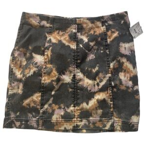 Free People Tie Dye Stretch Denim Mini Skirt Womens 8 Boho Festival Y2K NWT